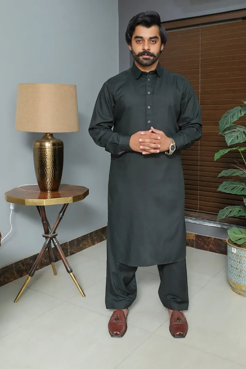 Men premium wash n wear Kameez Shalwar Olive