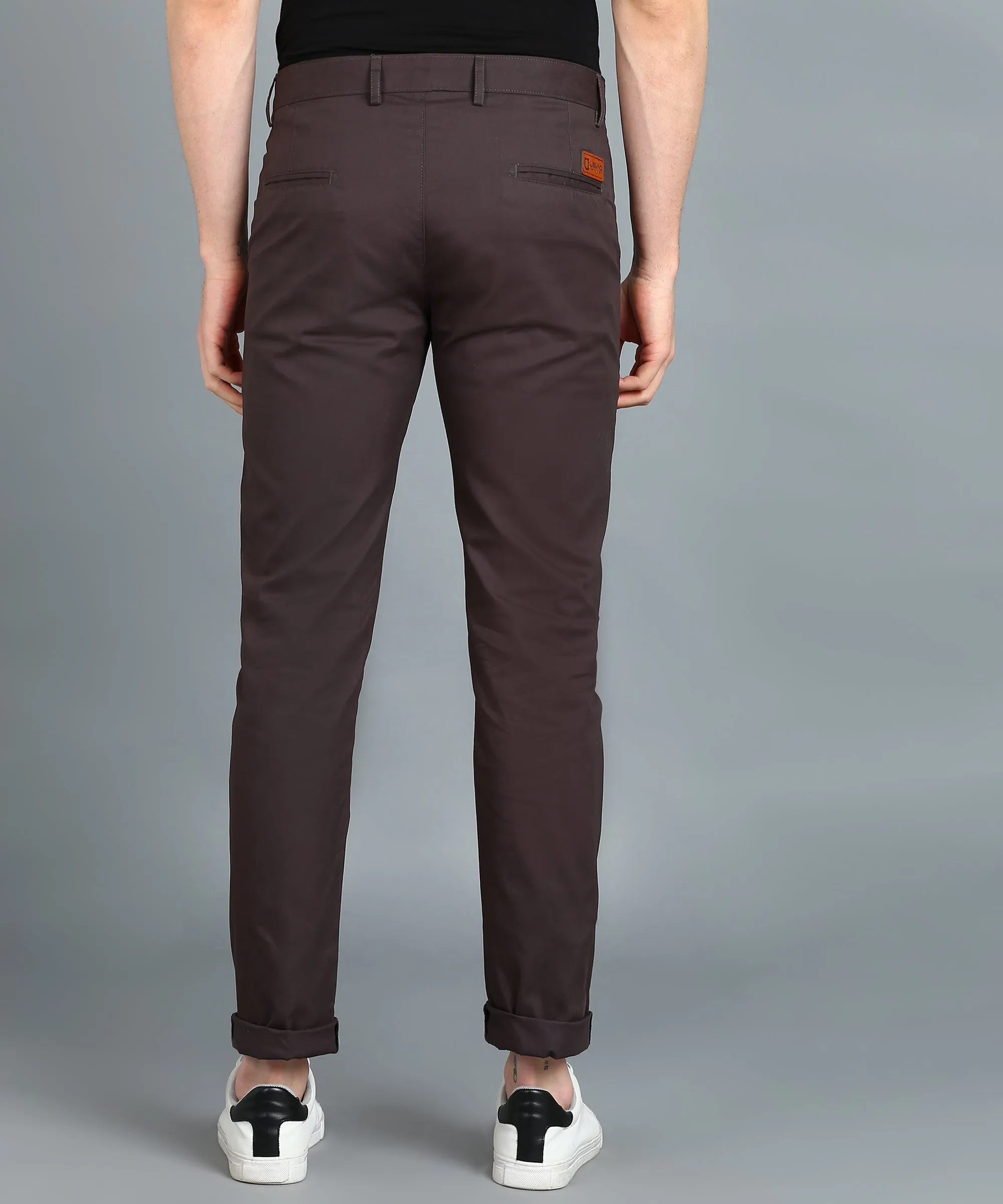 Men Slim Fit Dark Grey Cotton Trousers