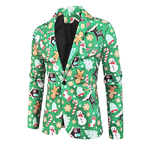 Men Suits Christmas 3-Piece Suit Casual Print Party Suit Fashion Jacket Vest Pants Multi Color Clothing Set Color 9 Medium