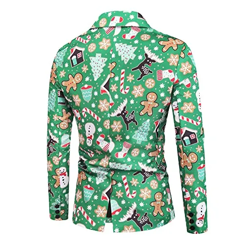 Men Suits Christmas 3-Piece Suit Casual Print Party Suit Fashion Jacket Vest Pants Multi Color Clothing Set Color 9 Medium