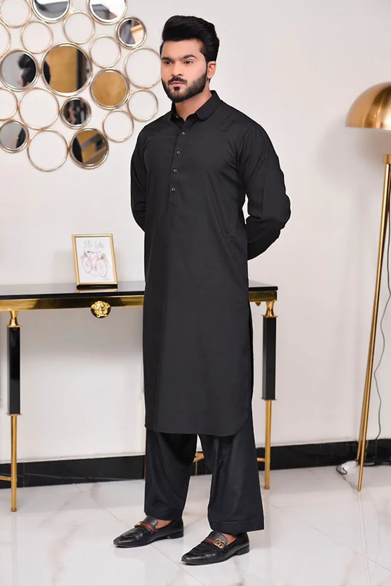 Men Wash n Wear Kameez Shalwar Black