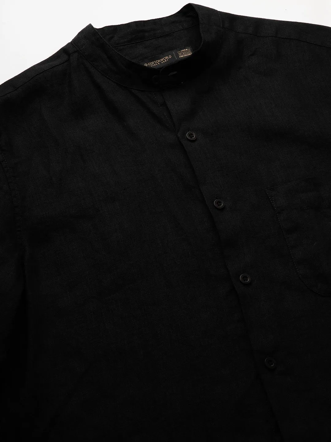 Men's Black Linen Regular Fit Shirt