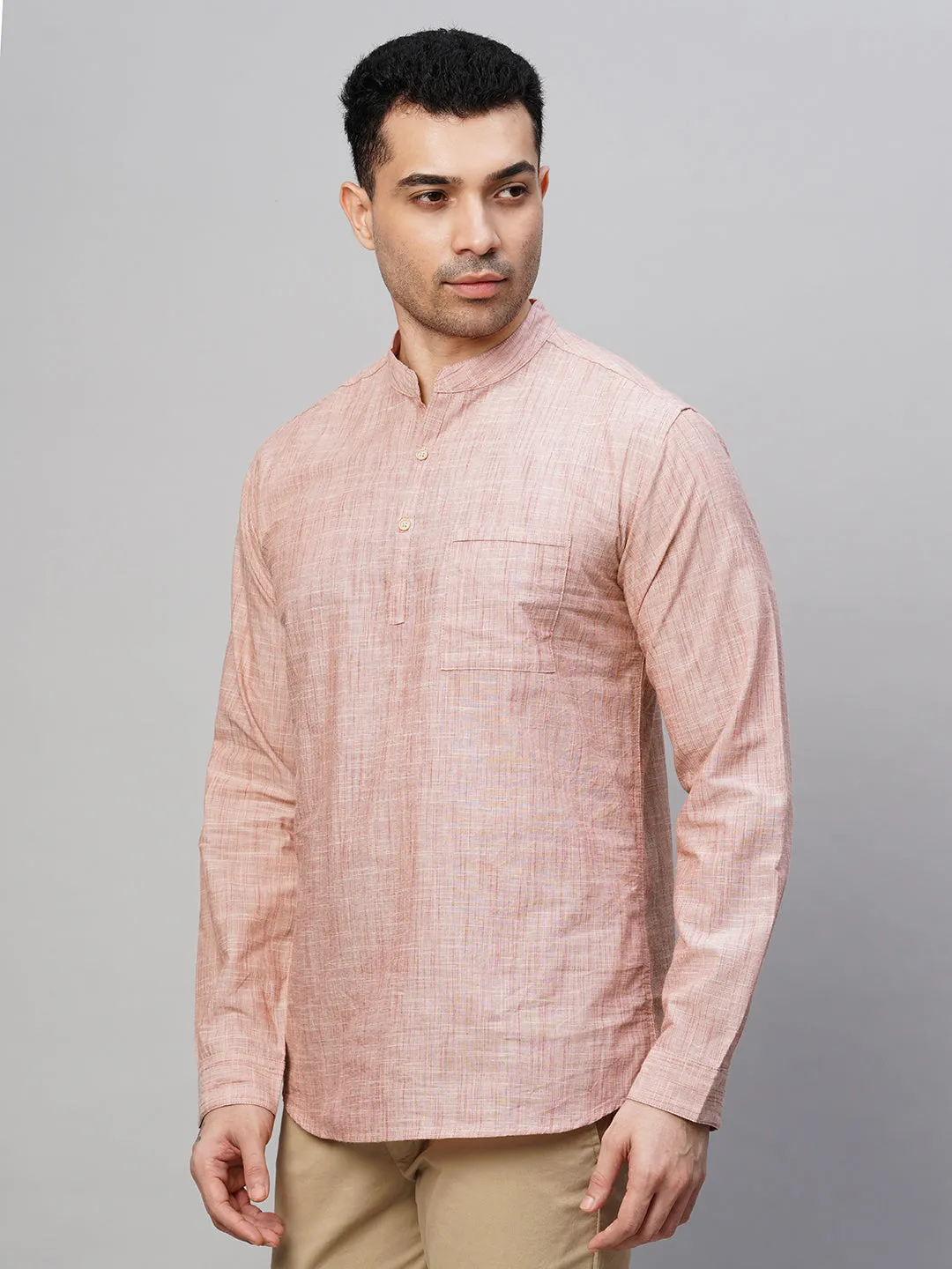 Men's Brick Cotton Regular Fit Kurta Shirt