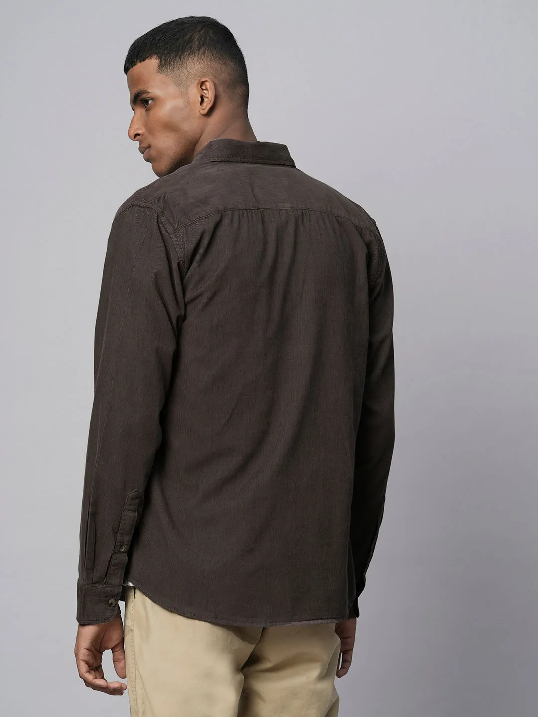 Men's Brown Cotton Regular Fit Shirt