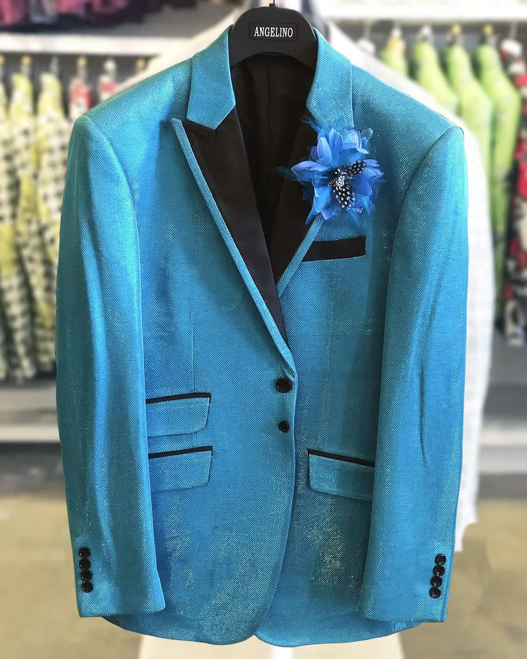 Men's Fashion Blazer Lurex2 Blue -40 Long- Prom - Blazers - 2020