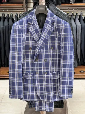 Men's Fashion Suits, Suits for Men, Plaid Suits, Double Breasted Navy