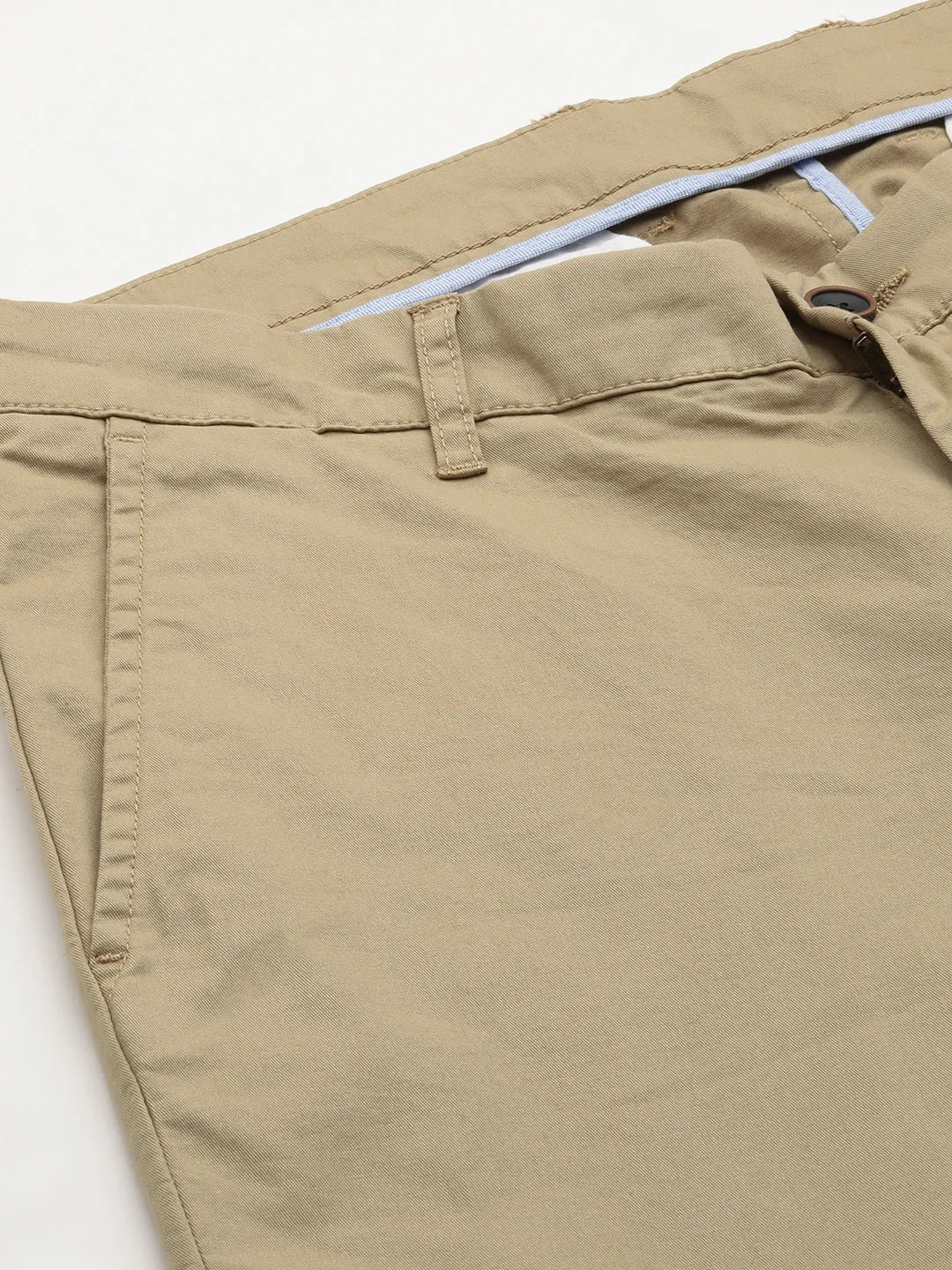 Men's Khaki Cotton Lycra Slim Fit Pant