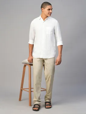 Men's Khaki Linen Viscose Regular Fit Pant