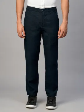 Men's Navy Linen Regular Fit Pant