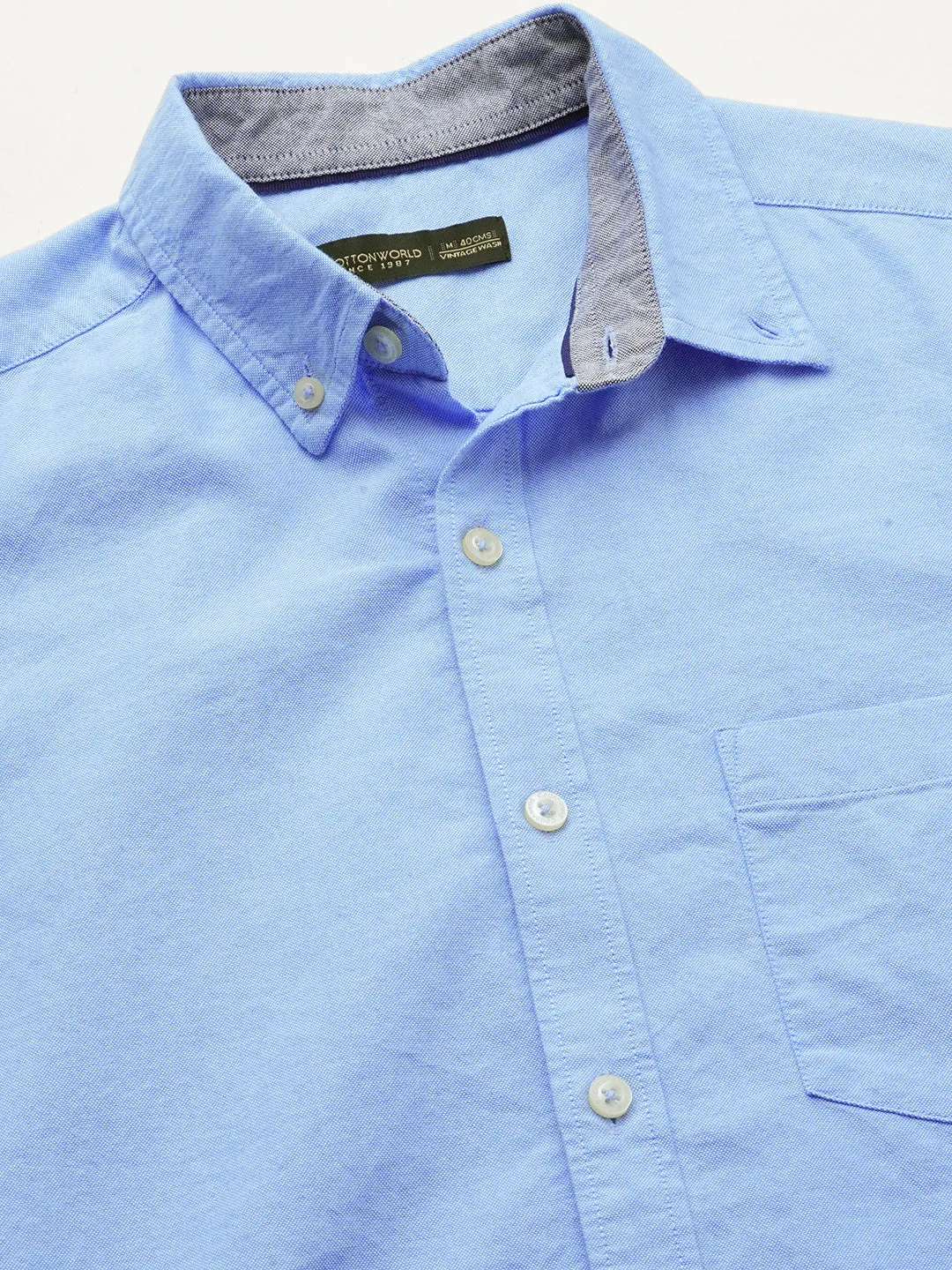 Men's Oxford Blue Cotton Regular Fit Shirt