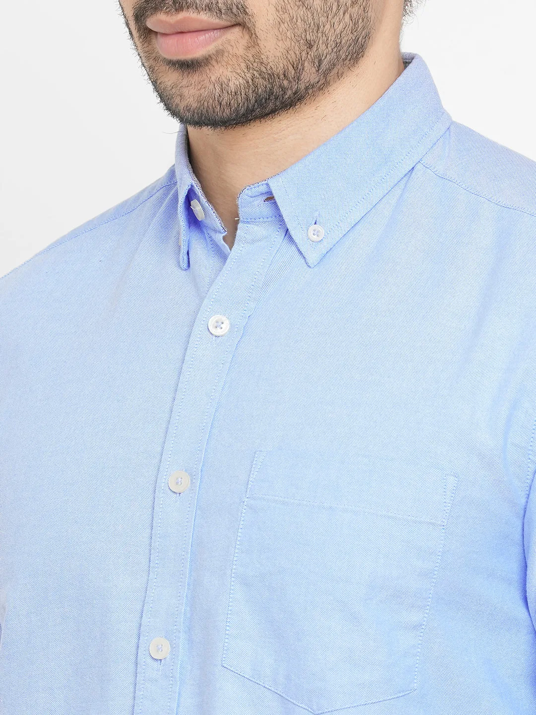 Men's Oxford Blue Cotton Regular Fit Shirt