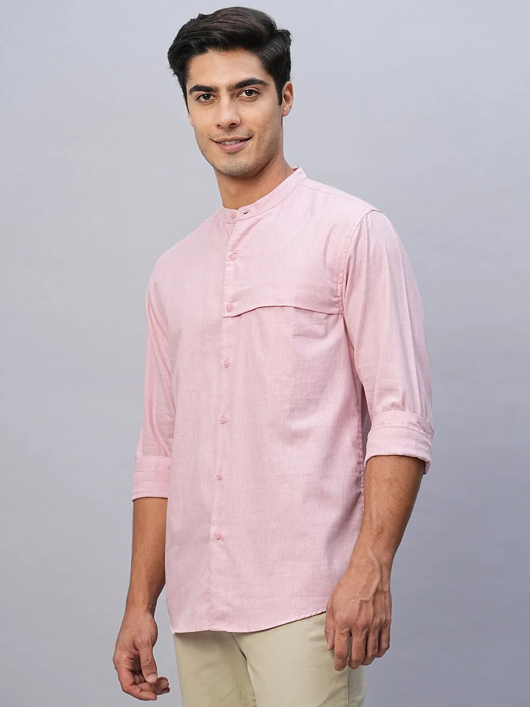 Men's Pink Cotton Regular Fit Shirt