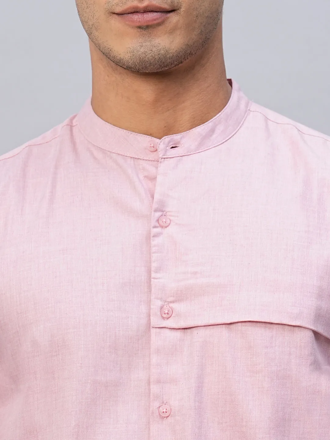 Men's Pink Cotton Regular Fit Shirt