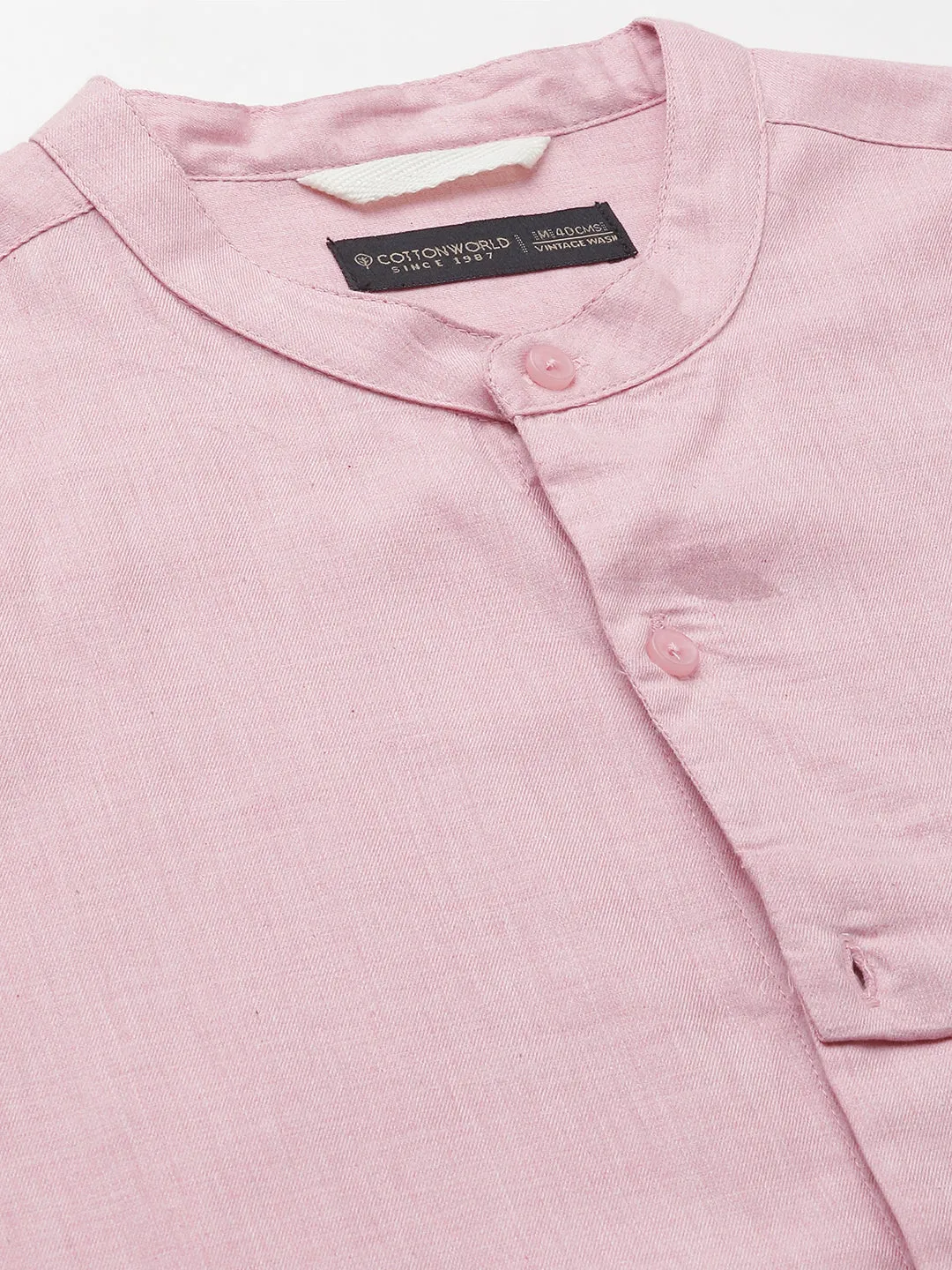 Men's Pink Cotton Regular Fit Shirt