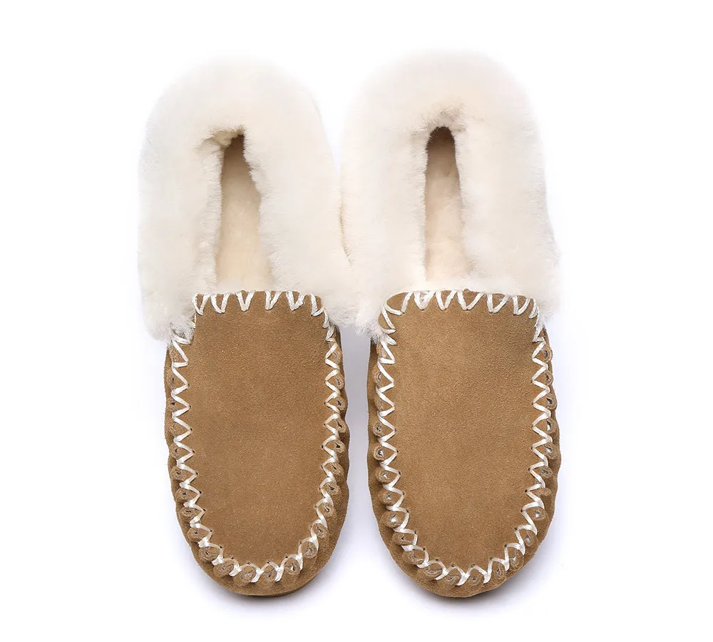 Mens Sheepskin Wool Ankle Slippers Popo Moccasins Big Size