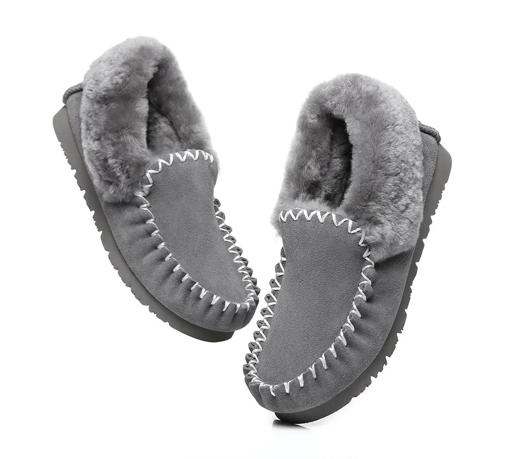 Mens Sheepskin Wool Ankle Slippers Popo Moccasins Big Size