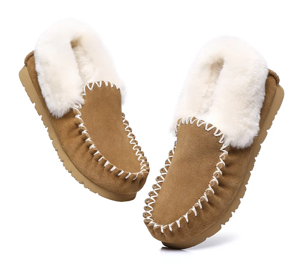 Mens Sheepskin Wool Ankle Slippers Popo Moccasins Big Size