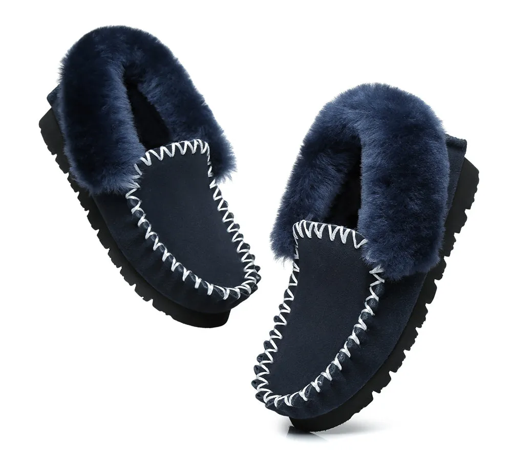 Mens Sheepskin Wool Ankle Slippers Popo Moccasins Big Size