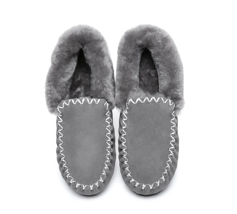 Mens Sheepskin Wool Ankle Slippers Popo Moccasins Big Size