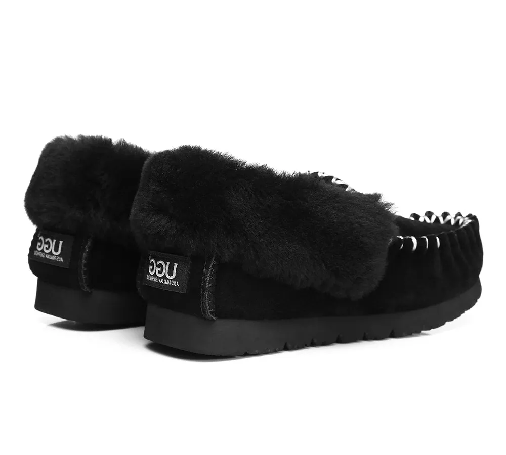 Mens Sheepskin Wool Ankle Slippers Popo Moccasins Big Size