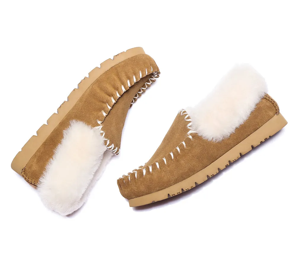 Mens Sheepskin Wool Ankle Slippers Popo Moccasins Big Size