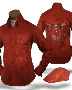 Men's Shirts, Dante Rust, Embroidery -  High Collar