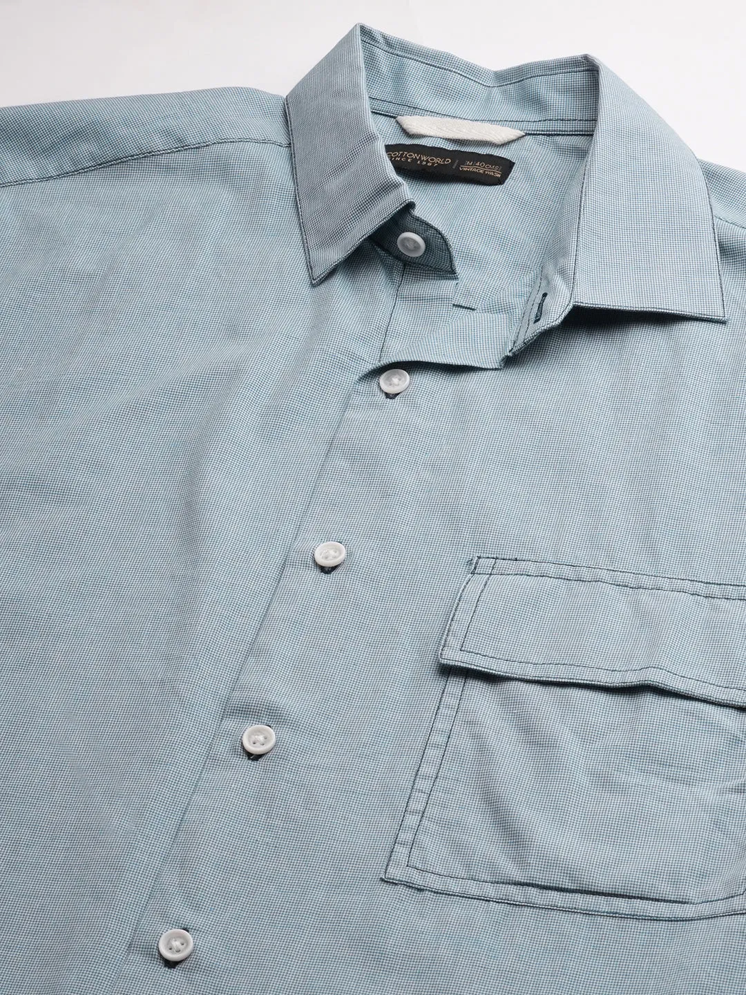 Men's Sky Cotton Regular Fit Checked Shirt