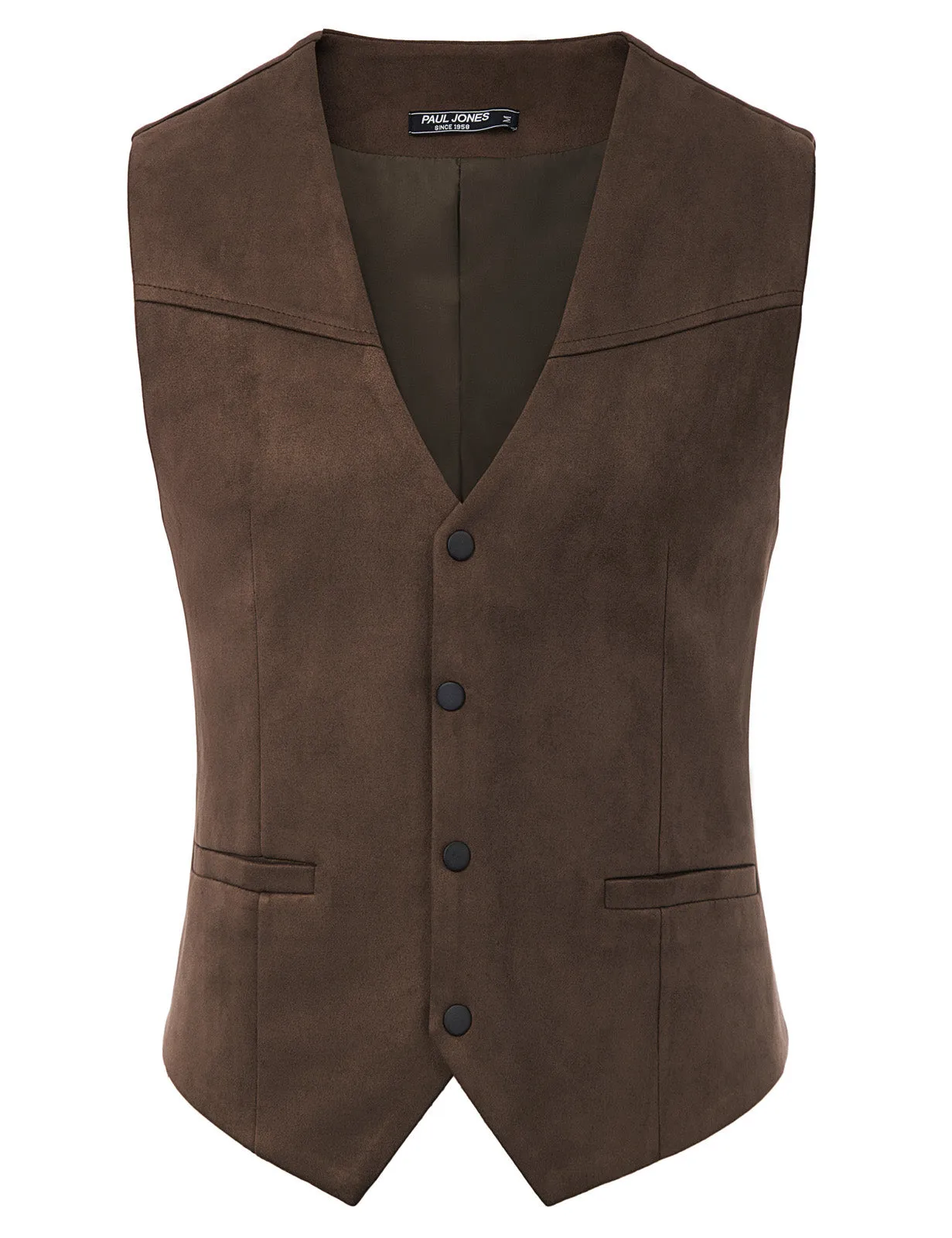 Men's Suede Leather Suit Vest Casual Western Cowboy Waistcoat Leisure Vests