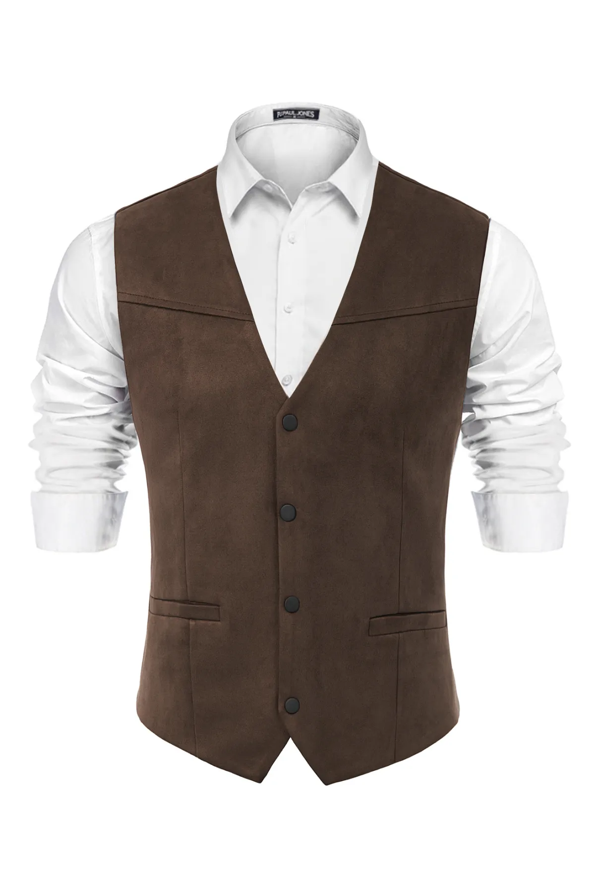 Men's Suede Leather Suit Vest Casual Western Cowboy Waistcoat Vest