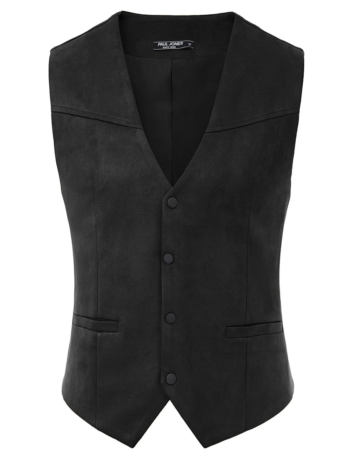 Men's Suede Leather Suit Vest Casual Western Cowboy Waistcoat Vest