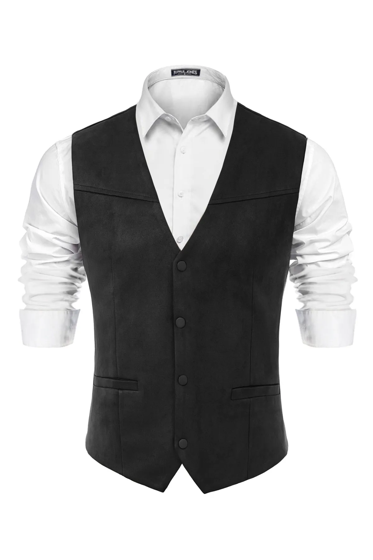 Men's Suede Leather Suit Vest Casual Western Cowboy Waistcoat Vest