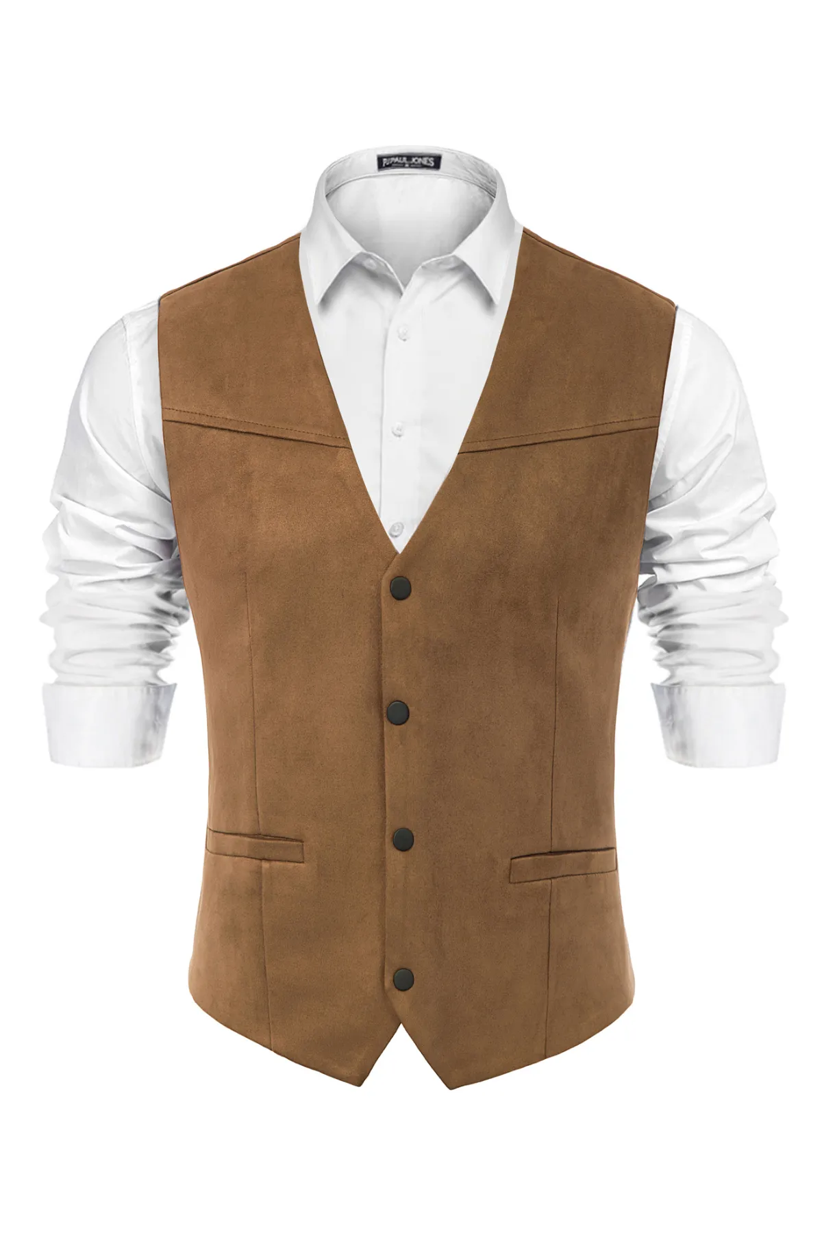 Men's Suede Leather Suit Vest Casual Western Cowboy Waistcoat Vest