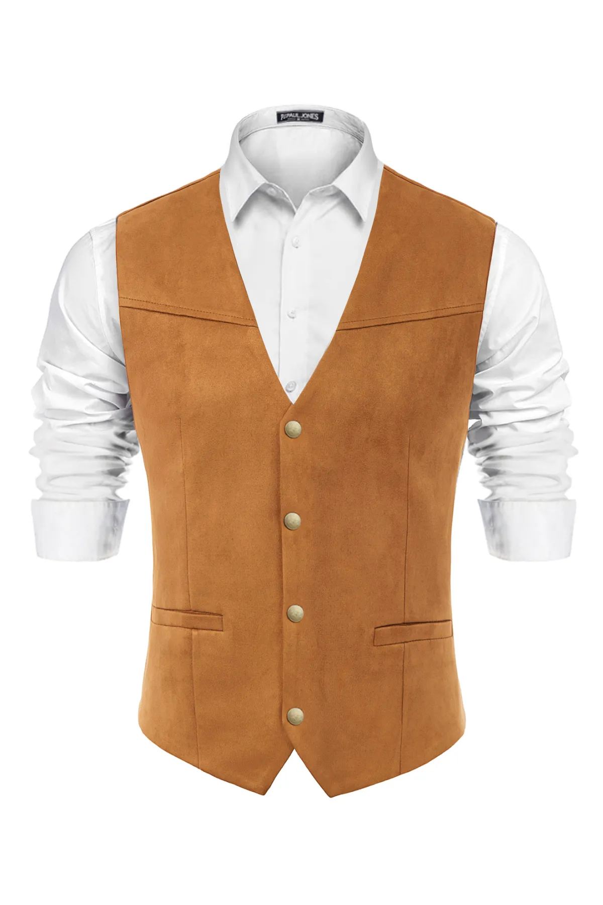 Men's Suede Leather Suit Vest Casual Western Cowboy Waistcoat Vest