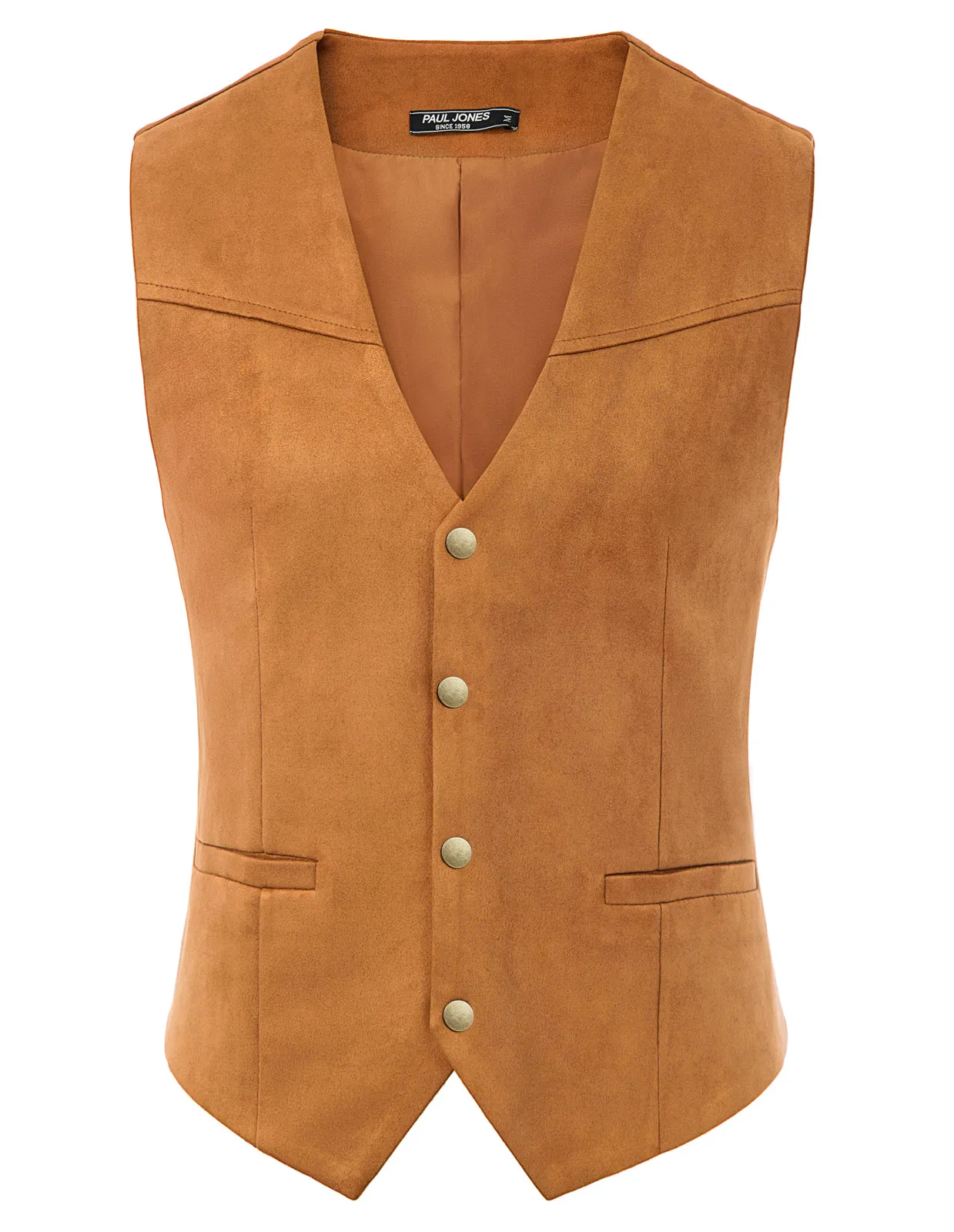 Men's Suede Leather Suit Vest Casual Western Cowboy Waistcoat Vest