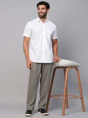 Men's White A Cotton Regular Fit Shirt