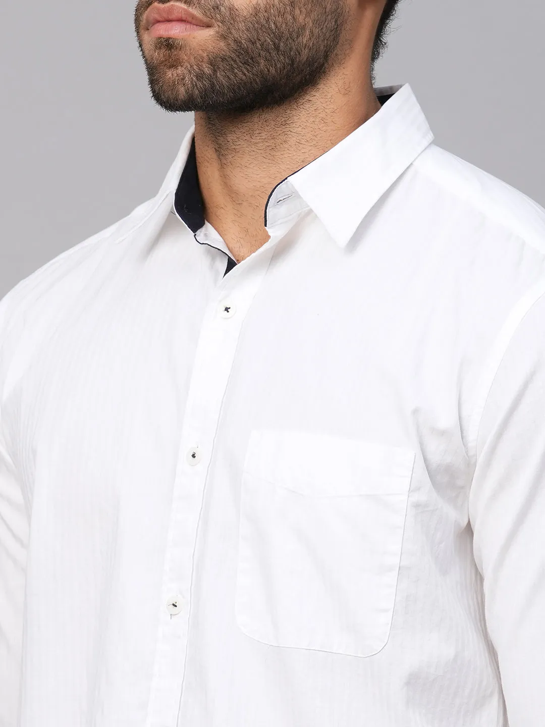 Men's White C Cotton Regular Fit Shirt