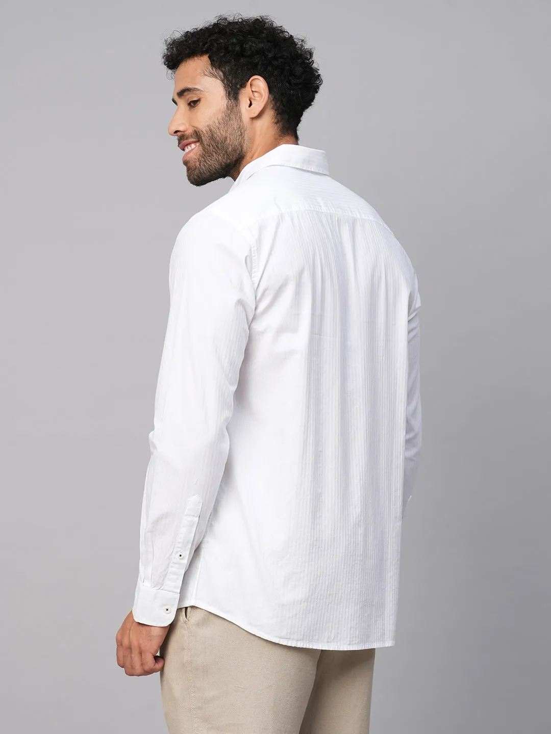 Men's White C Cotton Regular Fit Shirt