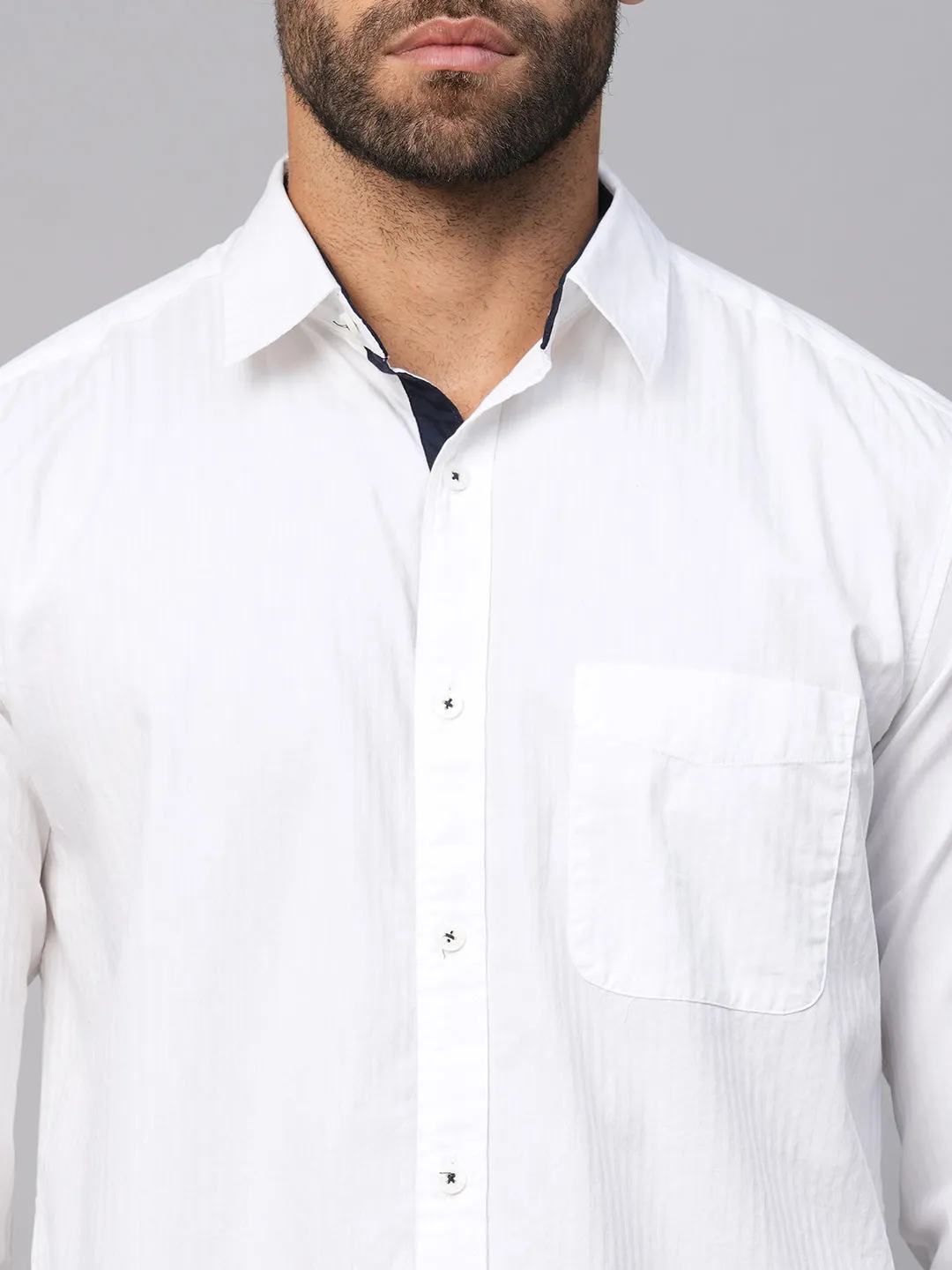 Men's White C Cotton Regular Fit Shirt