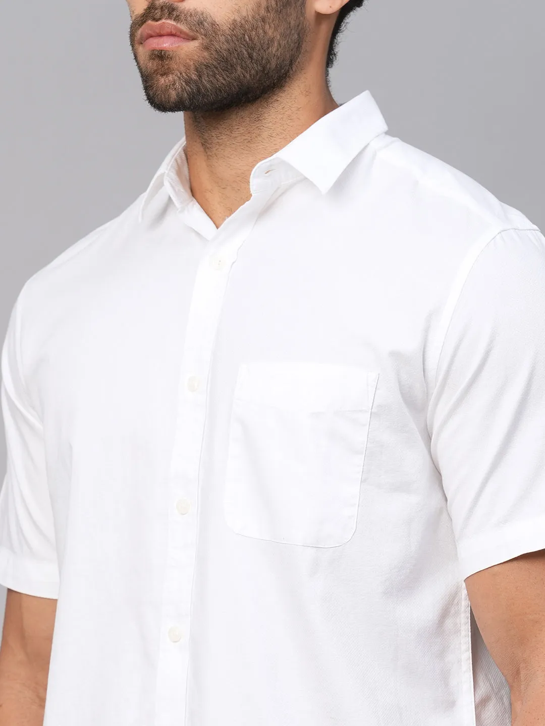 Men's White Cotton Regular Fit Shirt