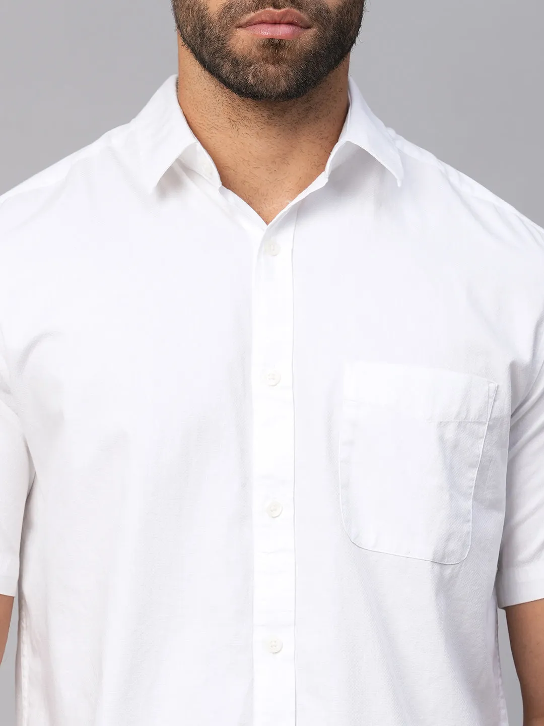 Men's White Cotton Regular Fit Shirt