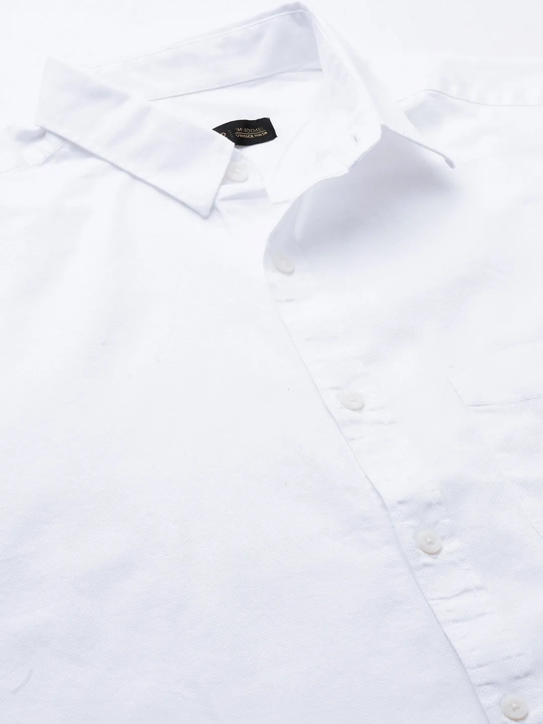 Men's White Cotton Regular Fit Shirt