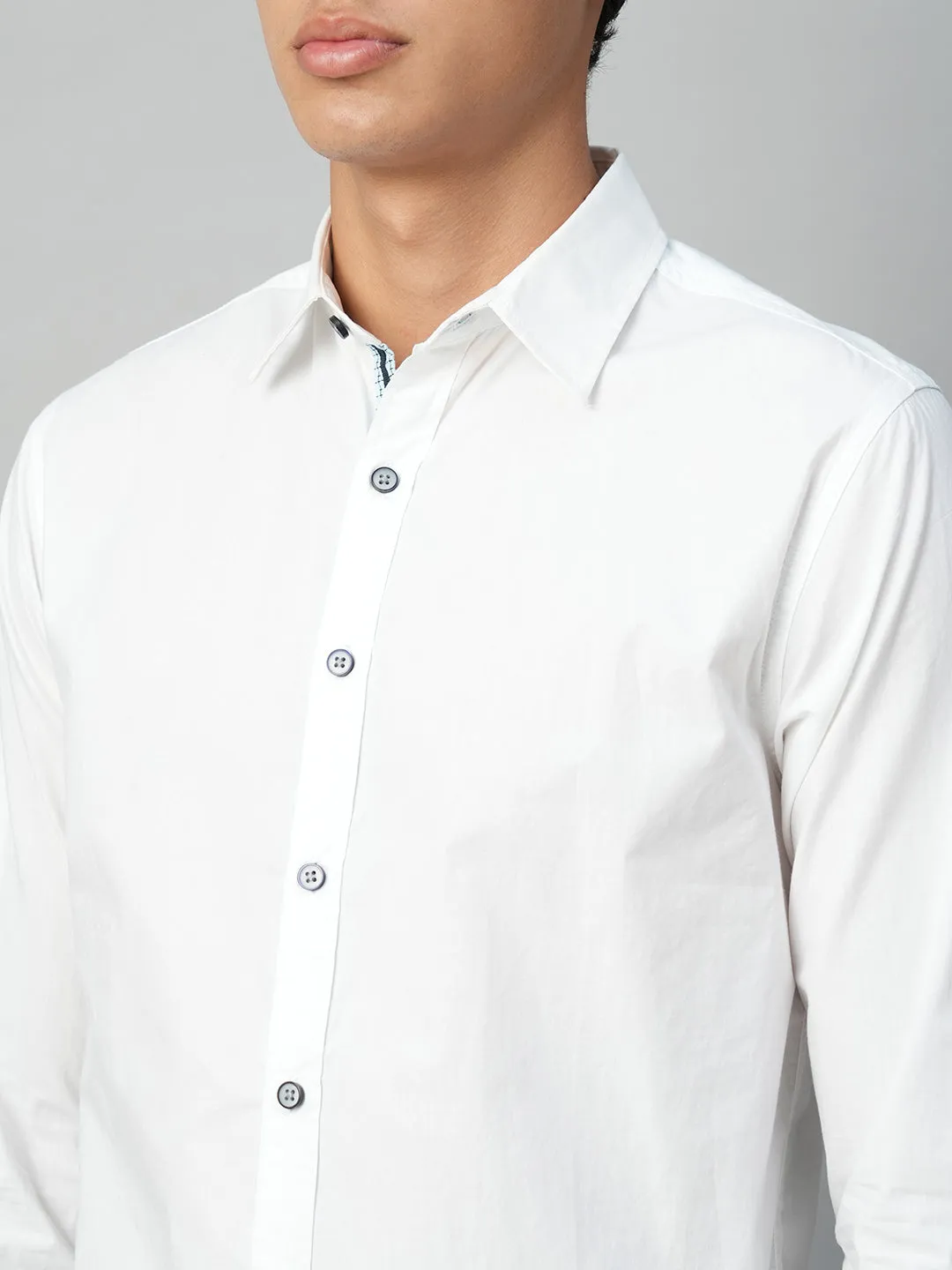 Men's White Cotton Slim Fit Shirt