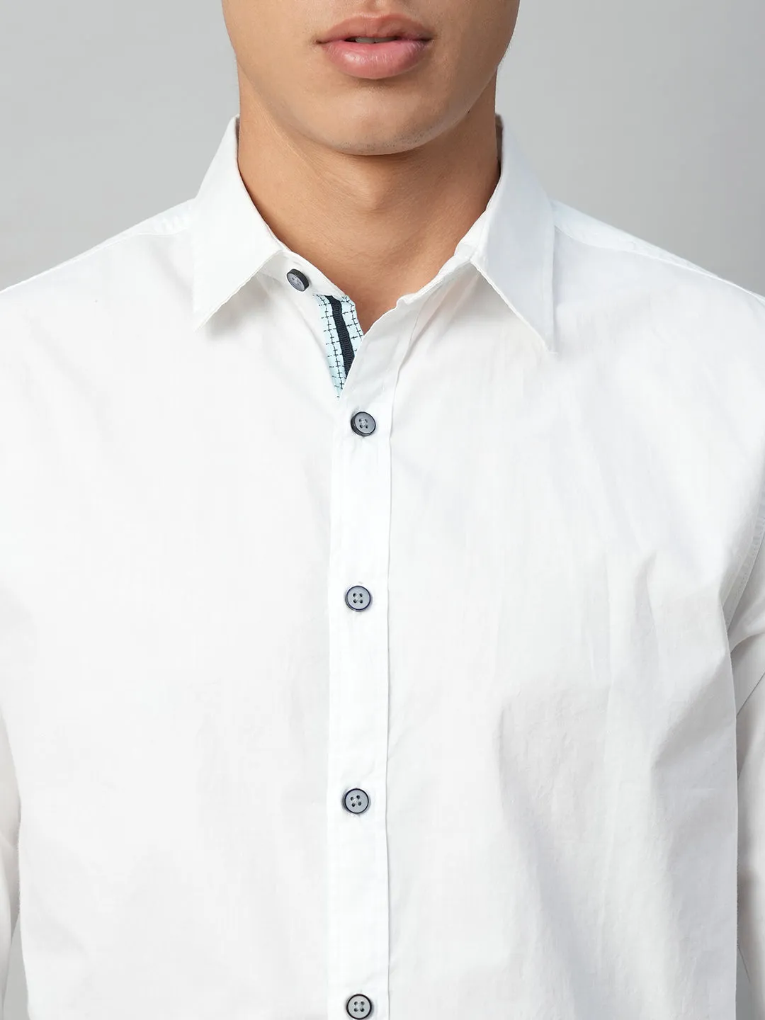 Men's White Cotton Slim Fit Shirt