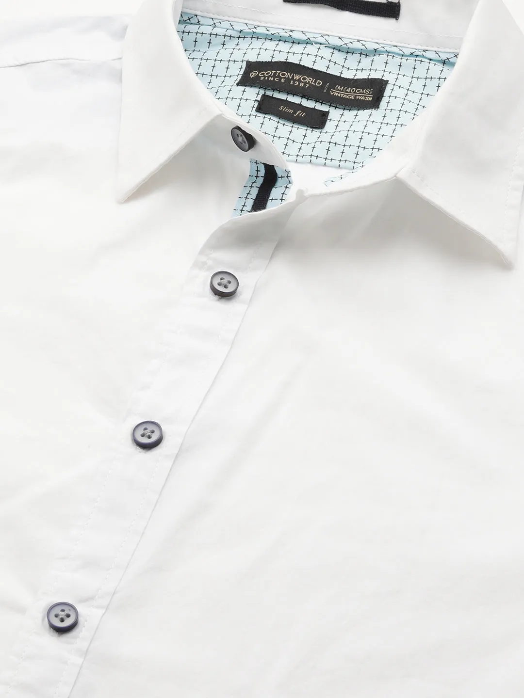 Men's White Cotton Slim Fit Shirt