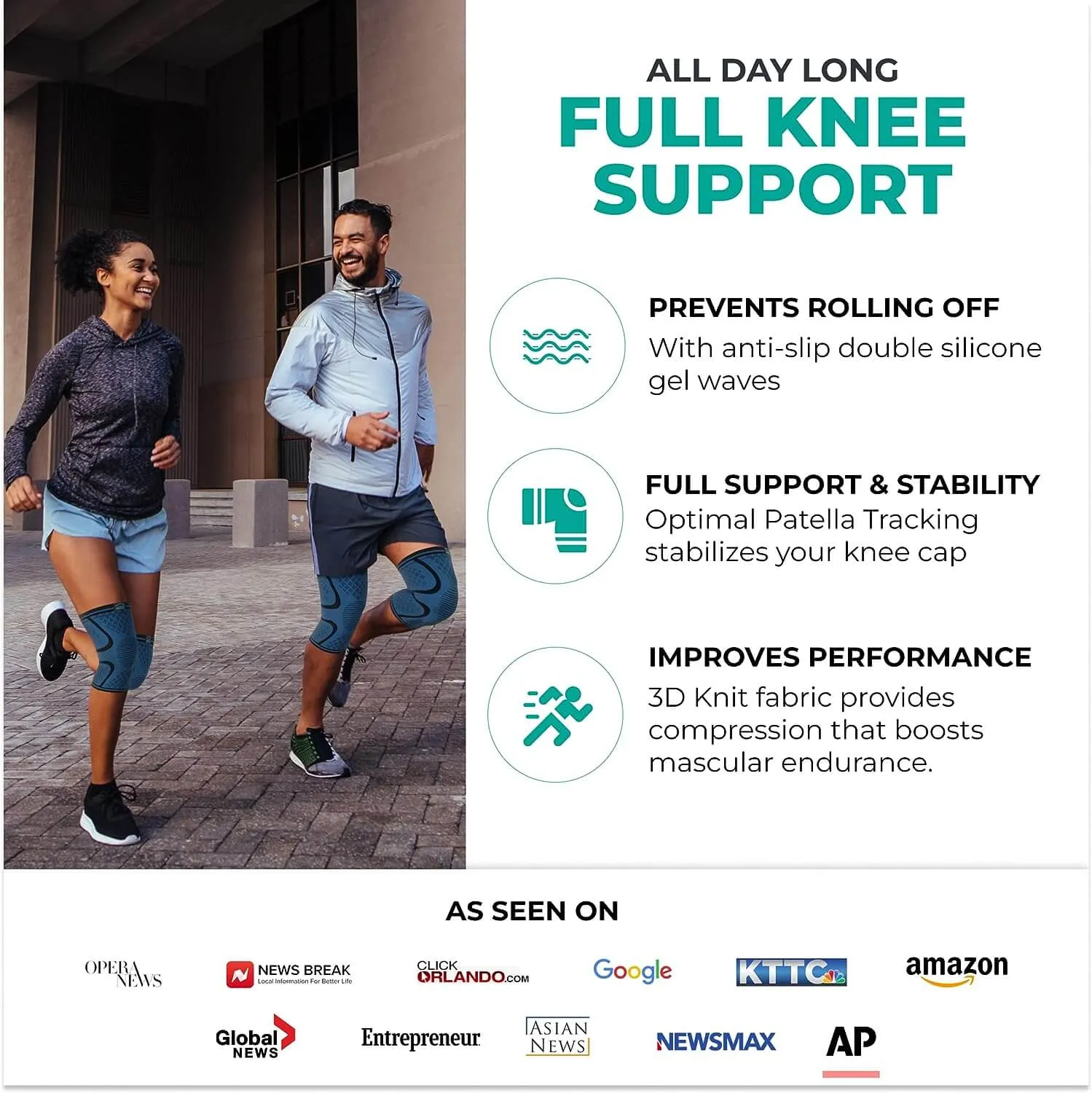 Modvel Knee Sleeve - Support & Pain Relief (Pair) for Men and Women | Ideal for Knee Stability, Workout, Sports, and Recovery