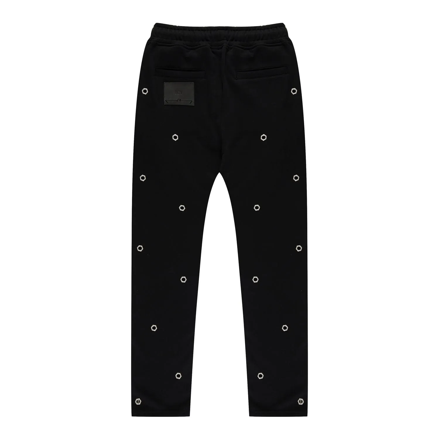 MULTI EYELET TRACK PANTS - BLACK