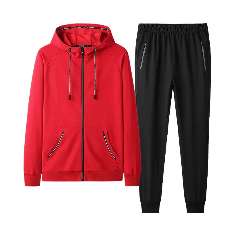 Newest Winter Thick Men Sports Suit Sweat Tracksuit Hooded Sportswear Zipper Jackets Pants Casual Hoodie Sets Plus Size 8XL 9XL