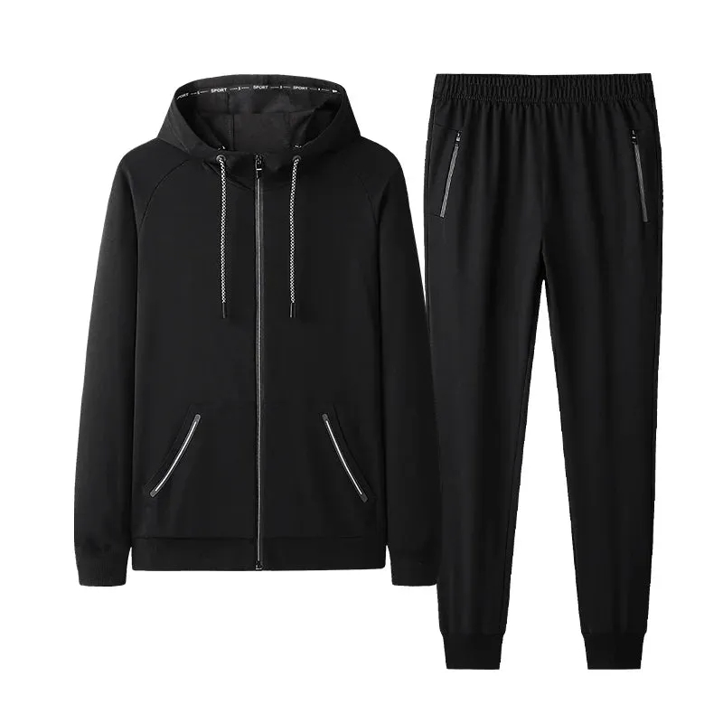 Newest Winter Thick Men Sports Suit Sweat Tracksuit Hooded Sportswear Zipper Jackets Pants Casual Hoodie Sets Plus Size 8XL 9XL