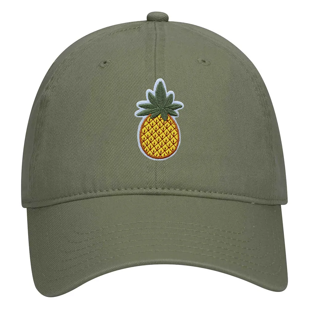 Pineapple Embroidered Patch Pastel Tone Garment Washed Superior Cotton Twill Dad Hat - For Women and Men