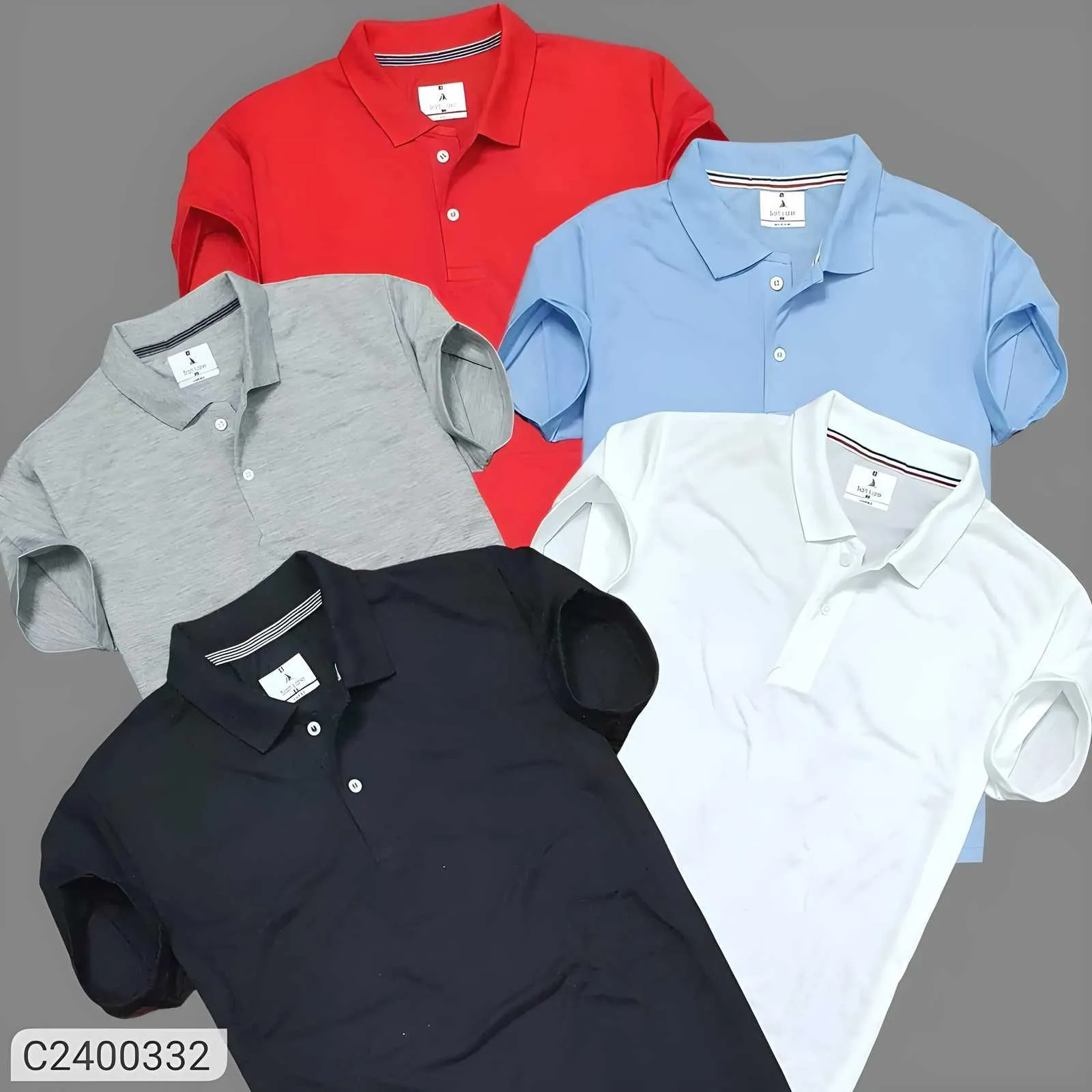 Plane Matty Men's Polo Neck T-Shirts - Pack of 5 (Multicolor, Regular Fit)